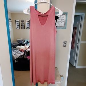 Coral, no sleeve dress